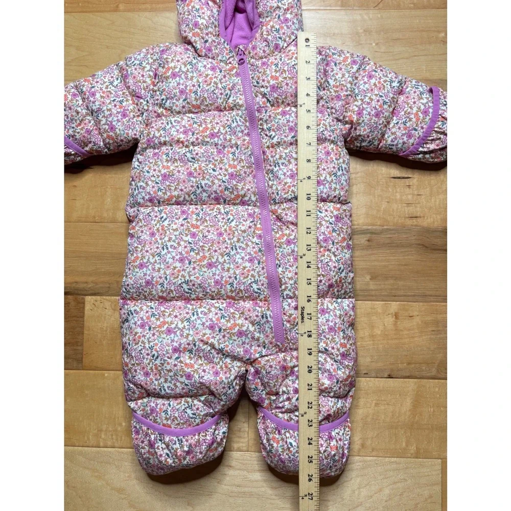 Amazon Essentials Snowsuit Girls 18M Pink Floral Quilted Fleece Lined Bunting